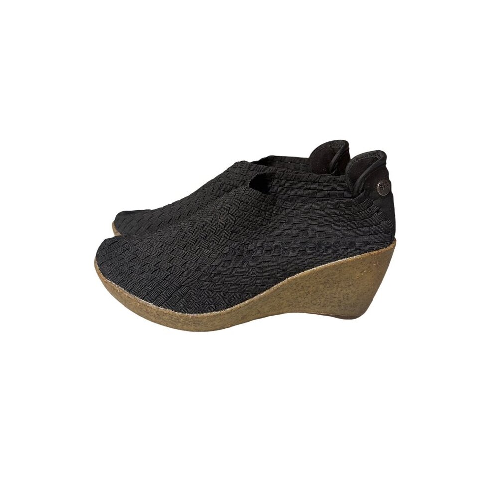 Bernie Mev Womens‎ Black Woven Closed Toe Wedge Shoes Size 9